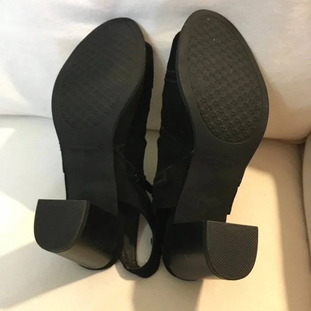 Top Moda Black Block Heel Peep Toe size 7.5 - Picture 5 of 5